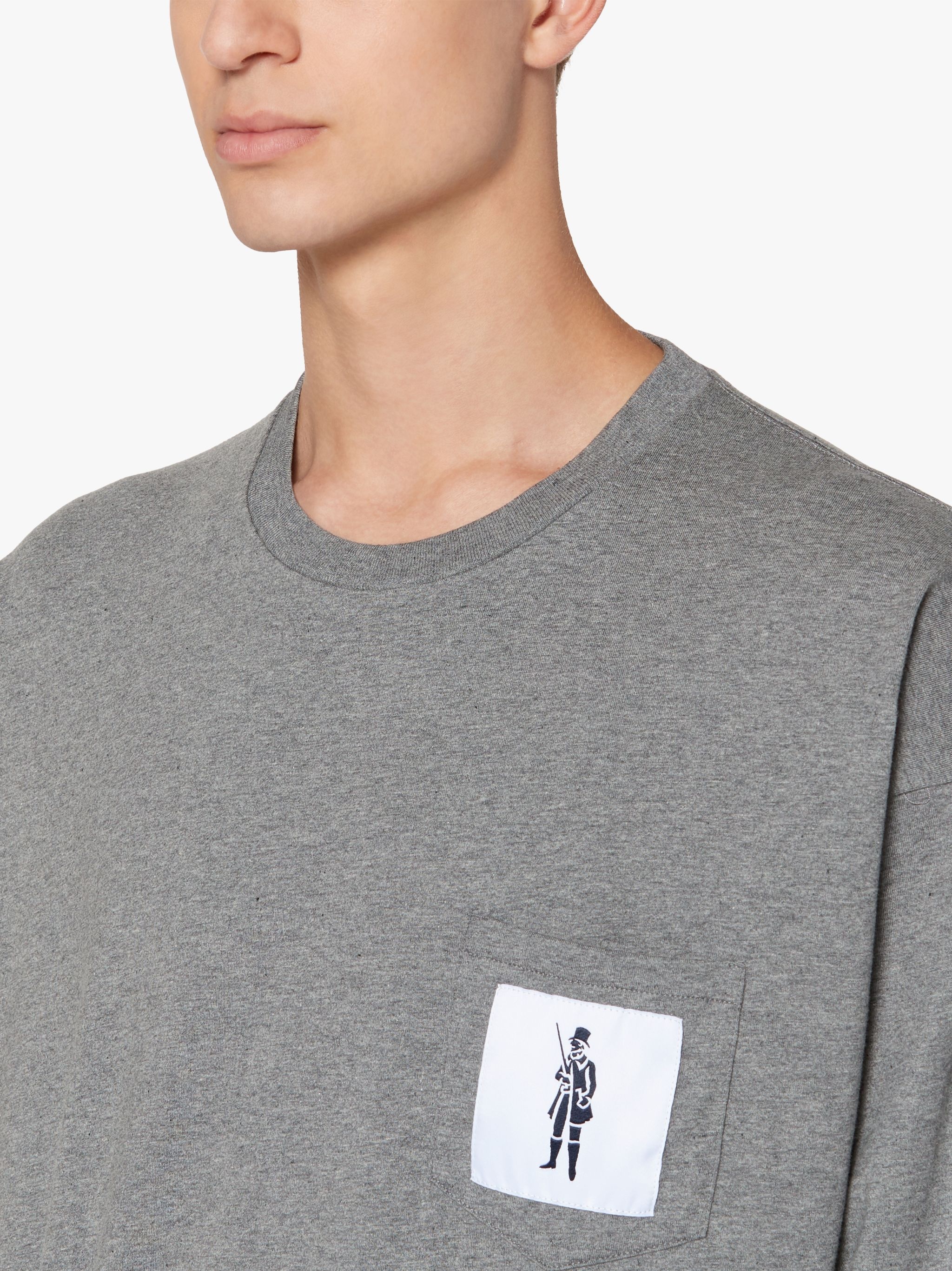 MELANGE GREY COTTON DANDY MAN LONG SLEEVE T-SHIRT | GJM-204 - 5