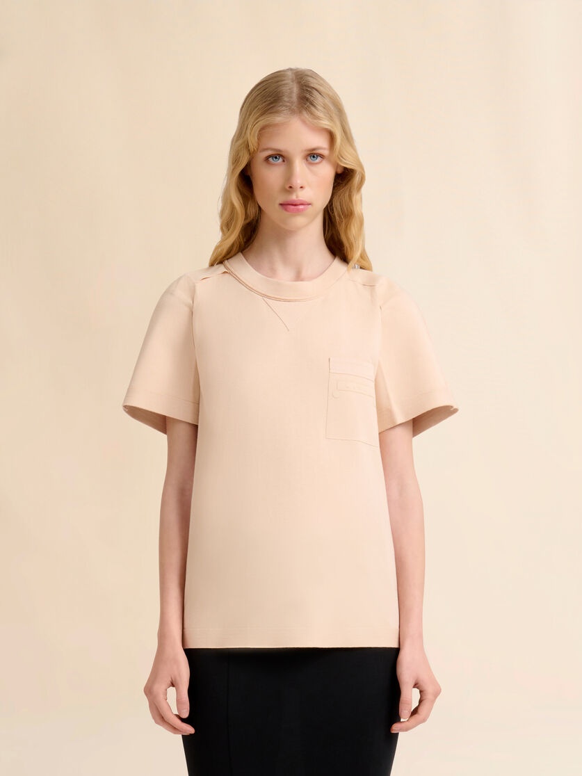 PALE PEACH COTTON OPEN-BACK T-SHIRT WITH TRUNKAROO DETAIL - 2