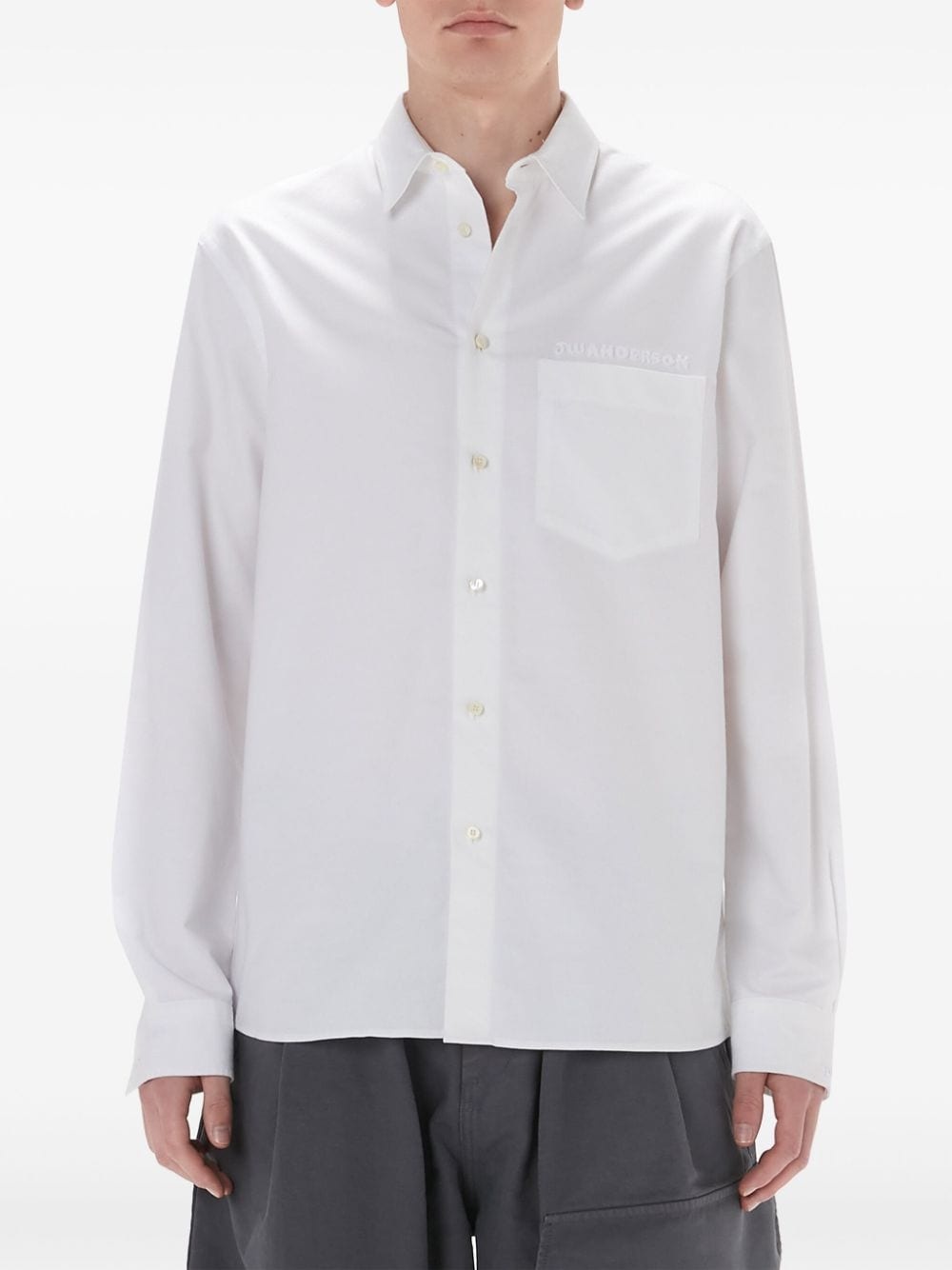 embroidered-logo cotton shirt - 3