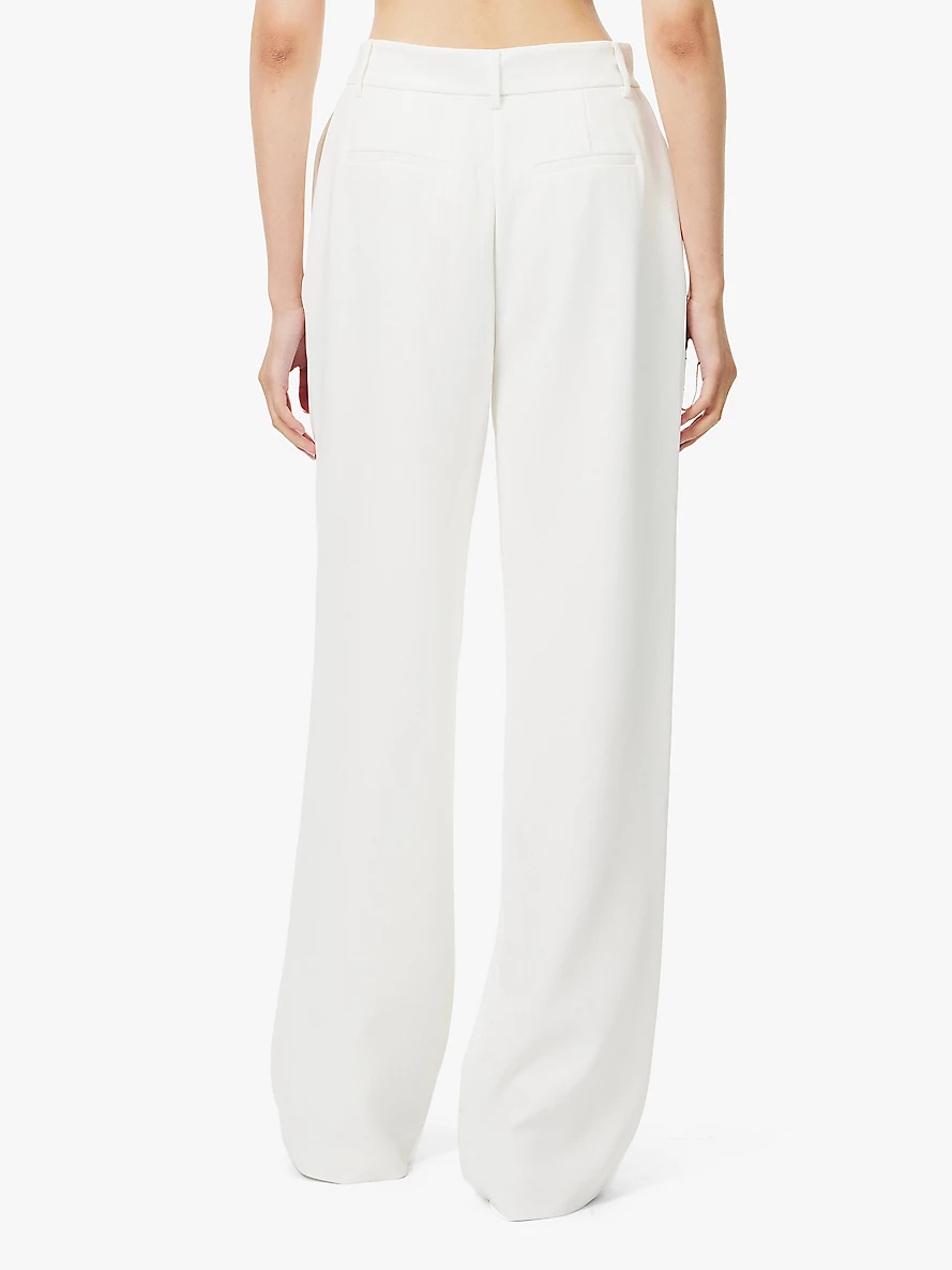 Novia pleated straight-leg high-rise woven-blend trousers - 4