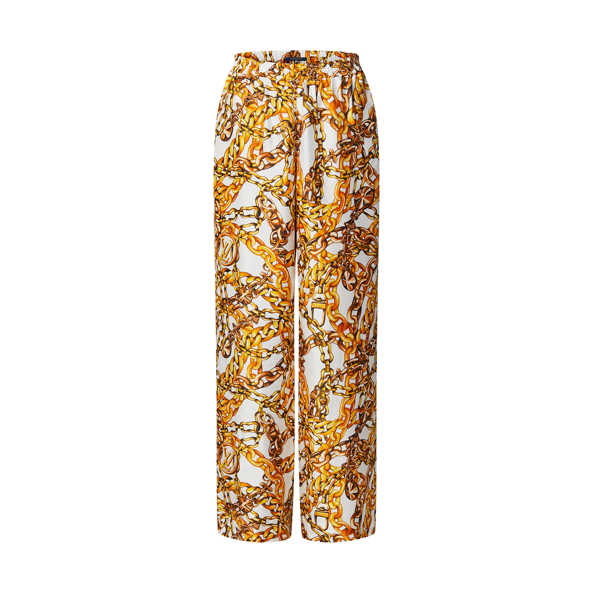 Chain Print Wide-Leg Pajama Pants - 1