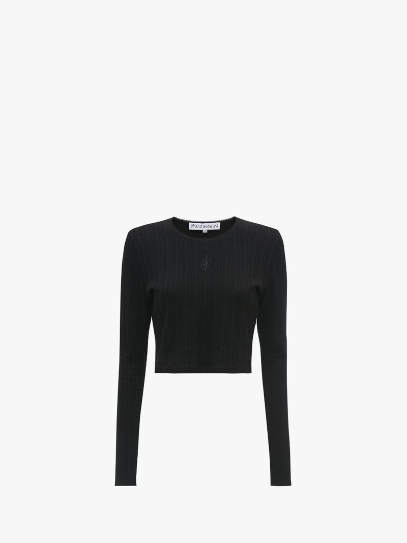 LONG-SLEEVE CROPPED TOP WITH ANCHOR EMBROIDERY 1