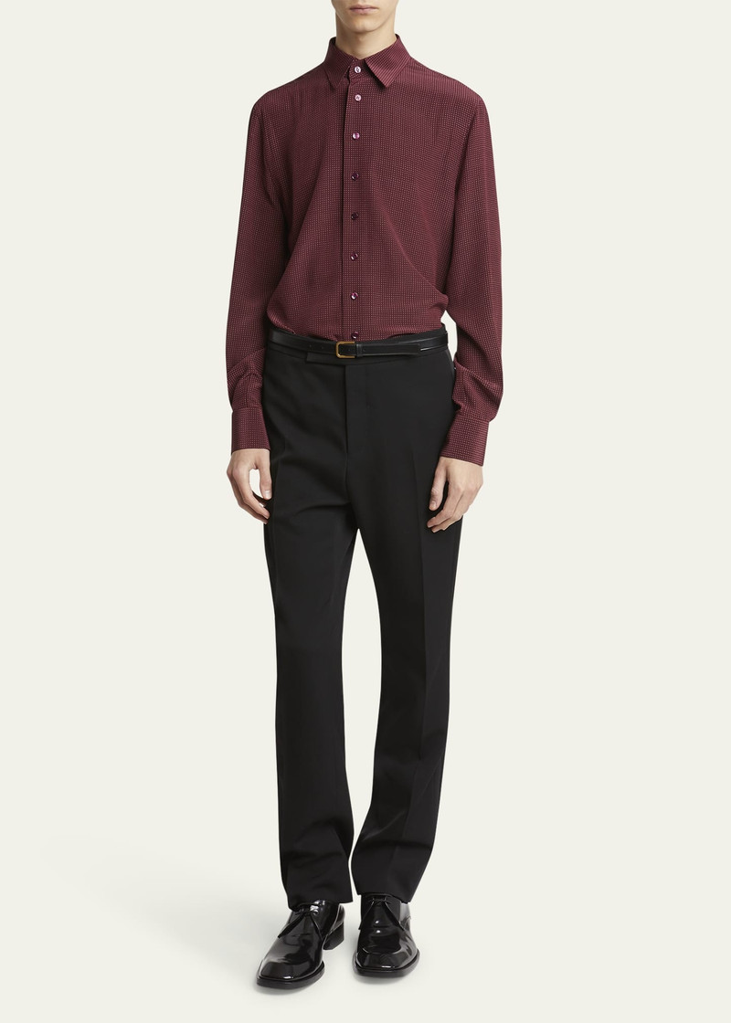 SAINT LAURENT Men's Crepe de Chine Polka Dot Dress Shirt outlook