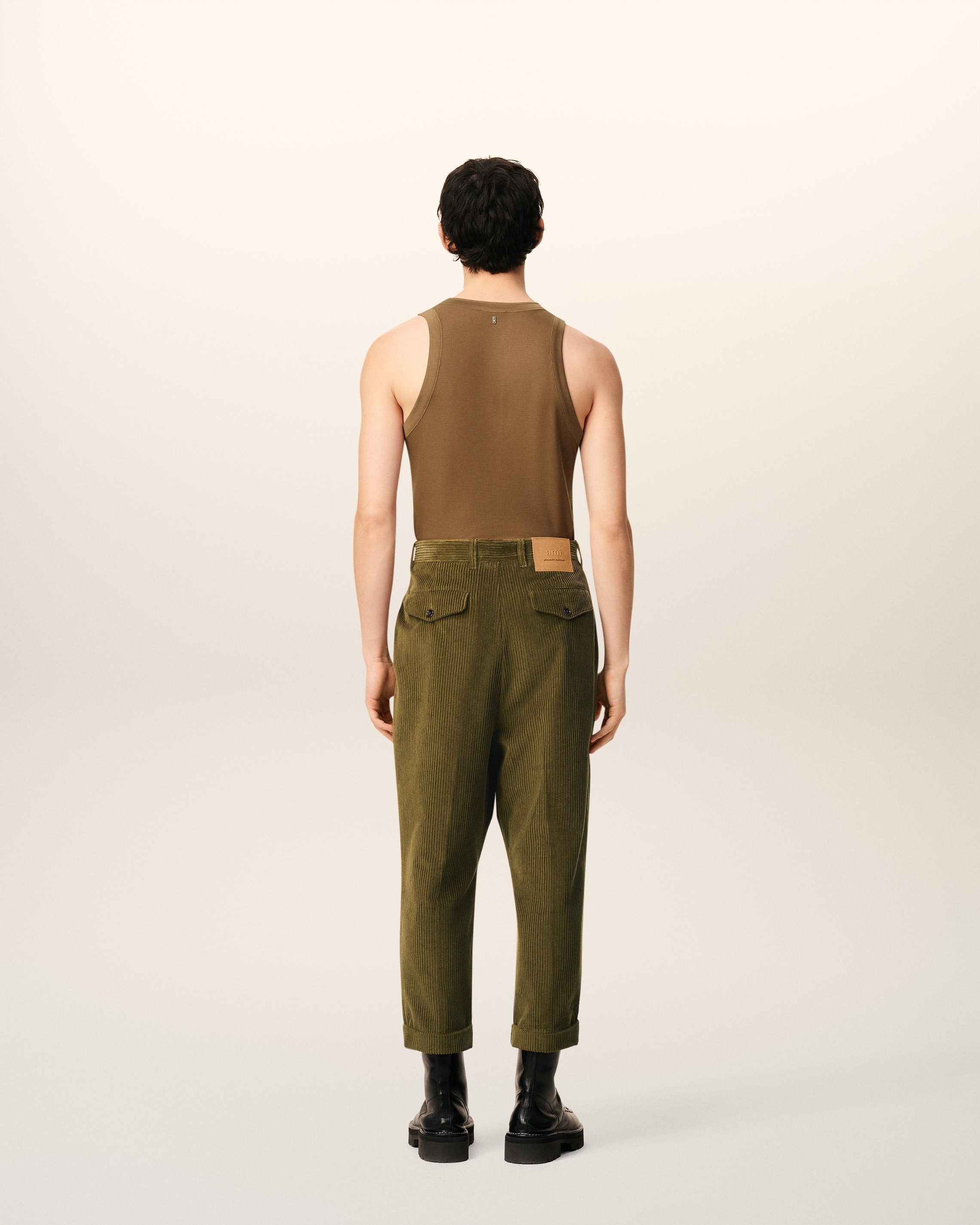 GREEN COTTON CARROT CORDUROY OVERSIZED TROUSERS - 4