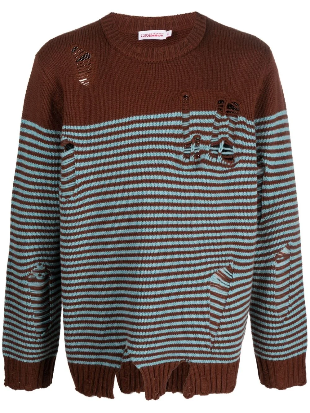 distressed striped jumper - 1