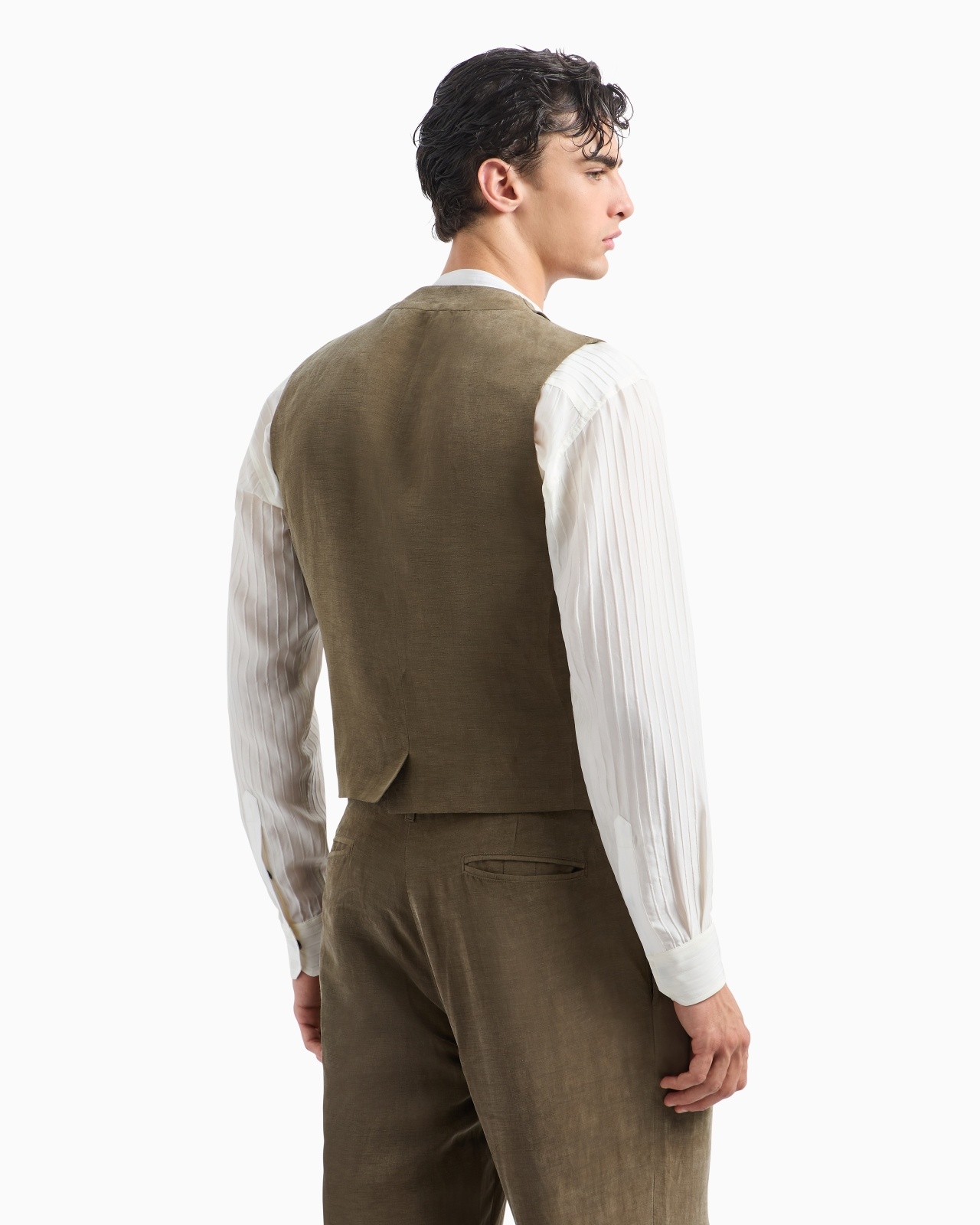 DOUBLE-BREASTED LINEN AND LYOCELL WAISTCOAT - 3