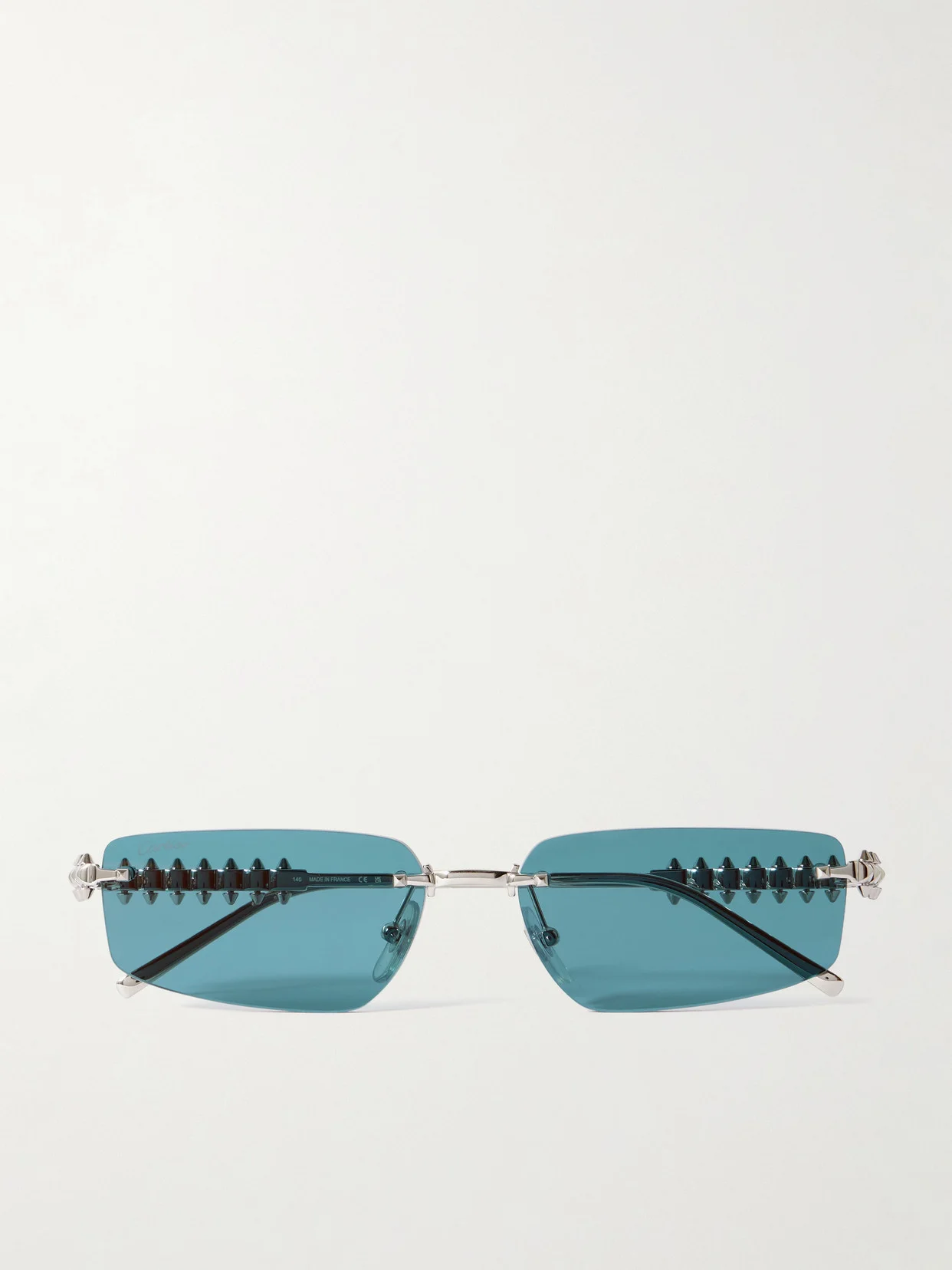 Clash De Cartier Rimless Rectangle-frame Silver-tone Sunglasses - 1