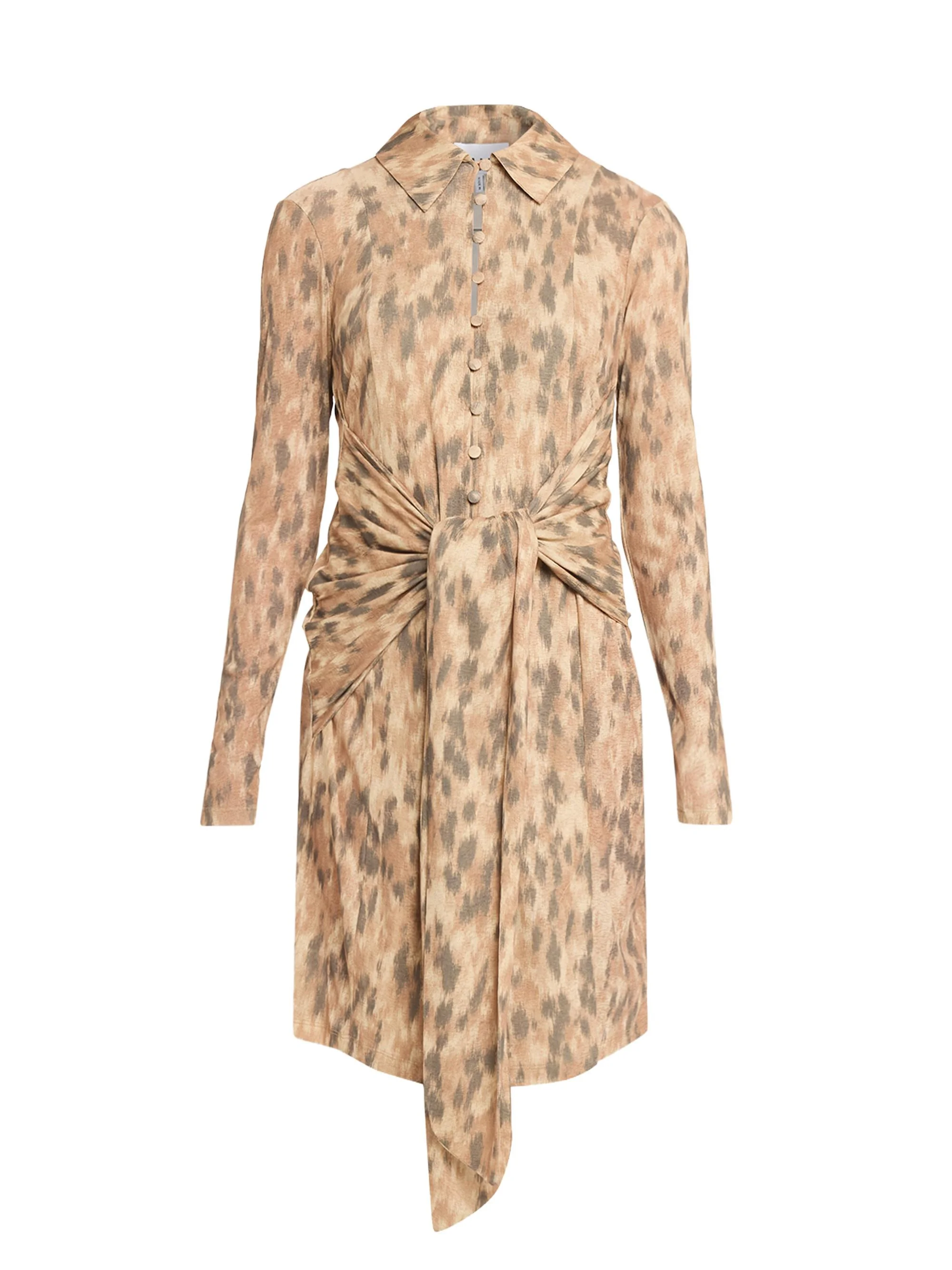 Women's Printed Marl Mesh Mini Shirtdress - Burro - 1