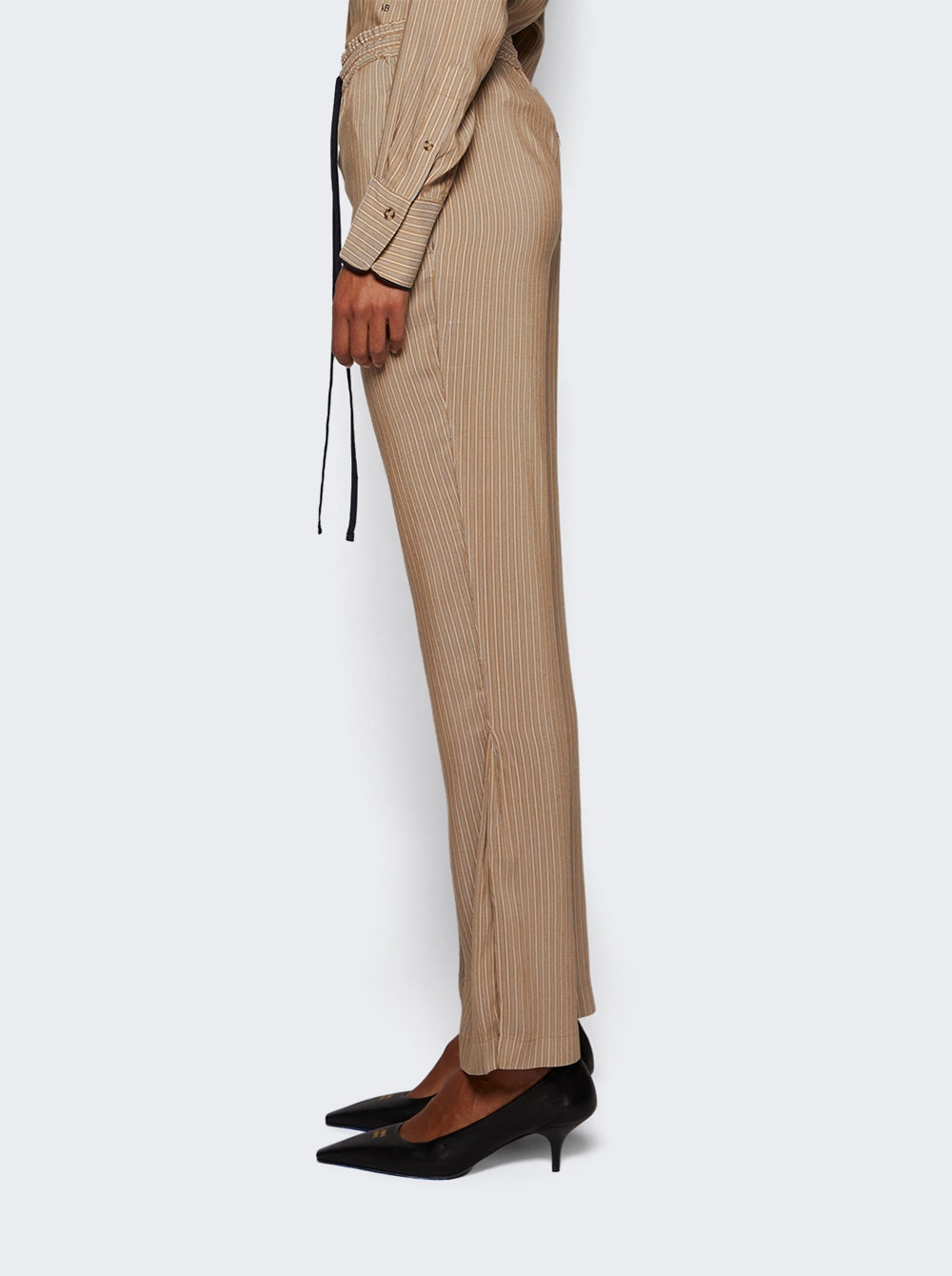 Pleat Detail Pyjama Trouser Tobacco And Midnight - 4