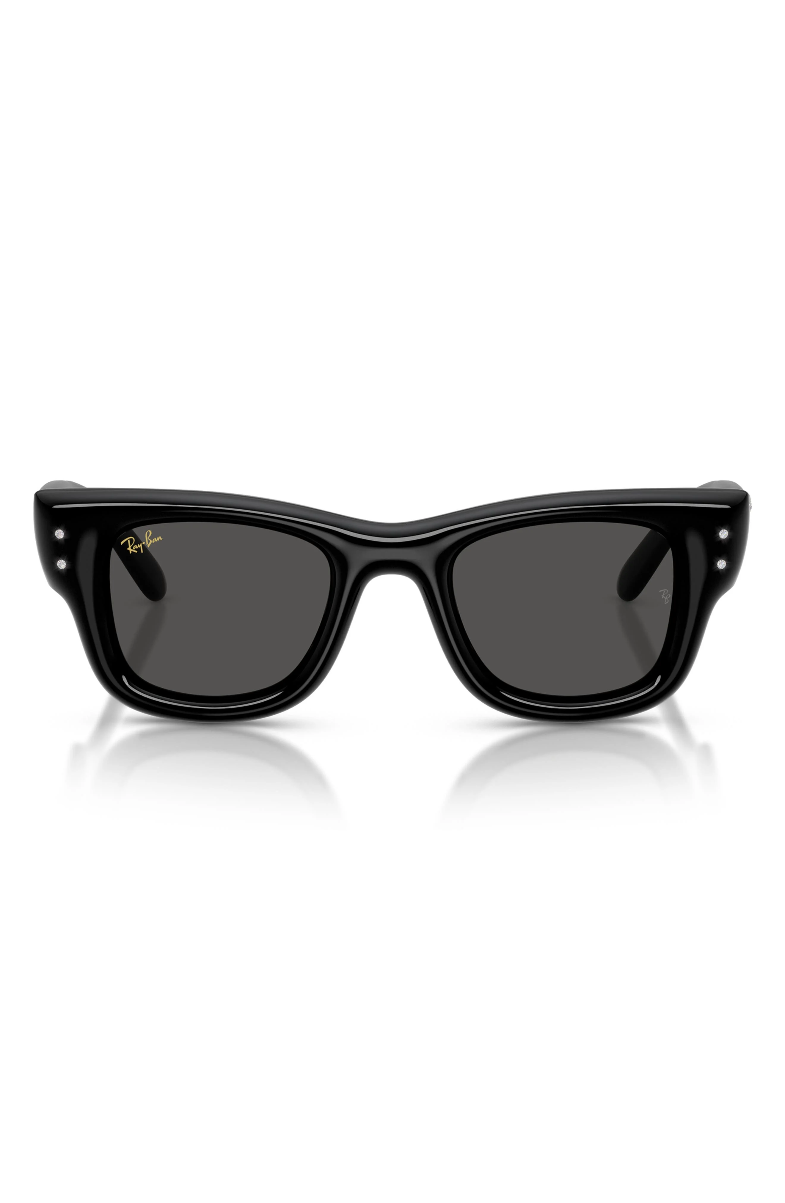 Ray-Ban Wayfarer Puffer 47mm Small Square Sunglasses in Black With Strass /Dark Grey at Nordstrom - 1