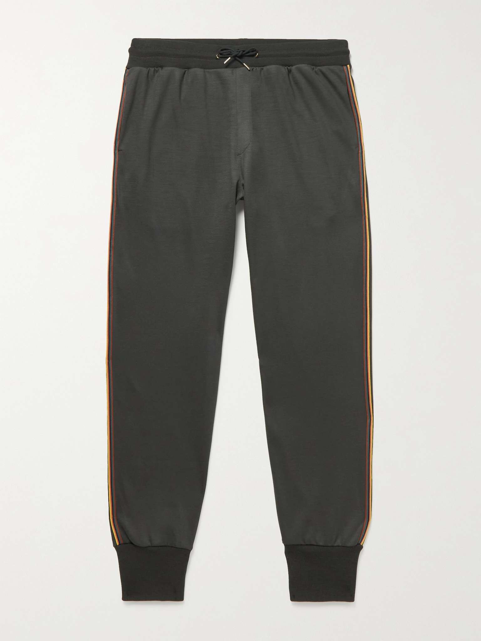 Tapered Striped Webbing-Trimmed Wool Sweatpants - 1