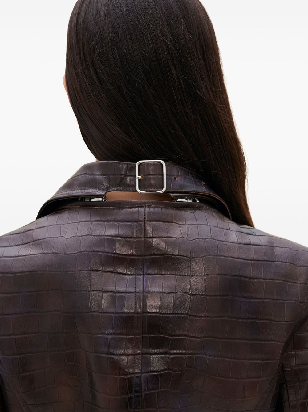 crocodille-effect biker jacket - 5