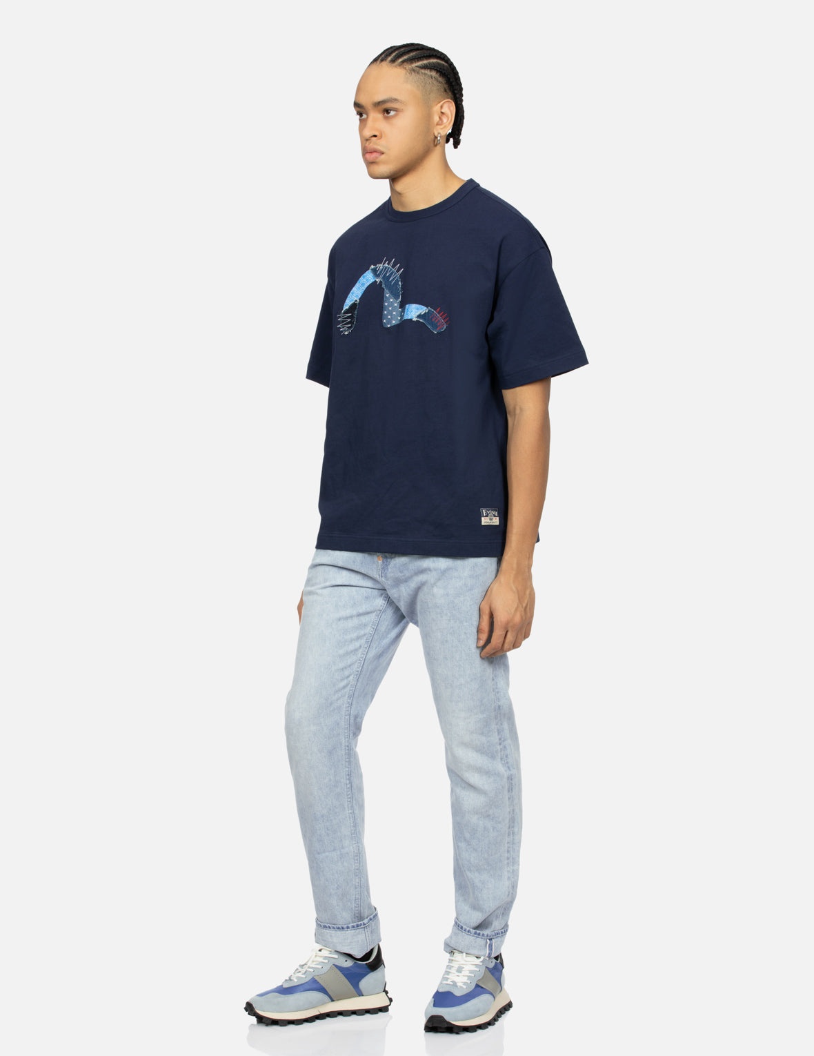 Patchwork Effect and Sashiko Carrot Fit Denim Jeans #2017 - 4