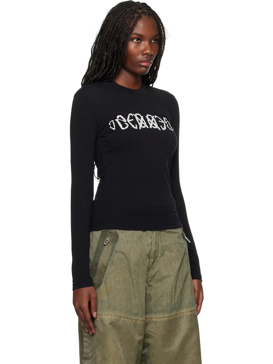 Black "SOS" Fitted Longsleeve T-shirt - 2