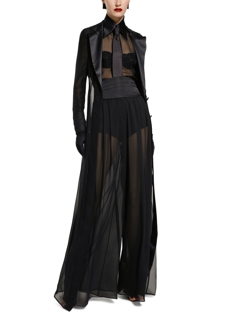 Wide-Leg Pants In Silk Chiffon - 2