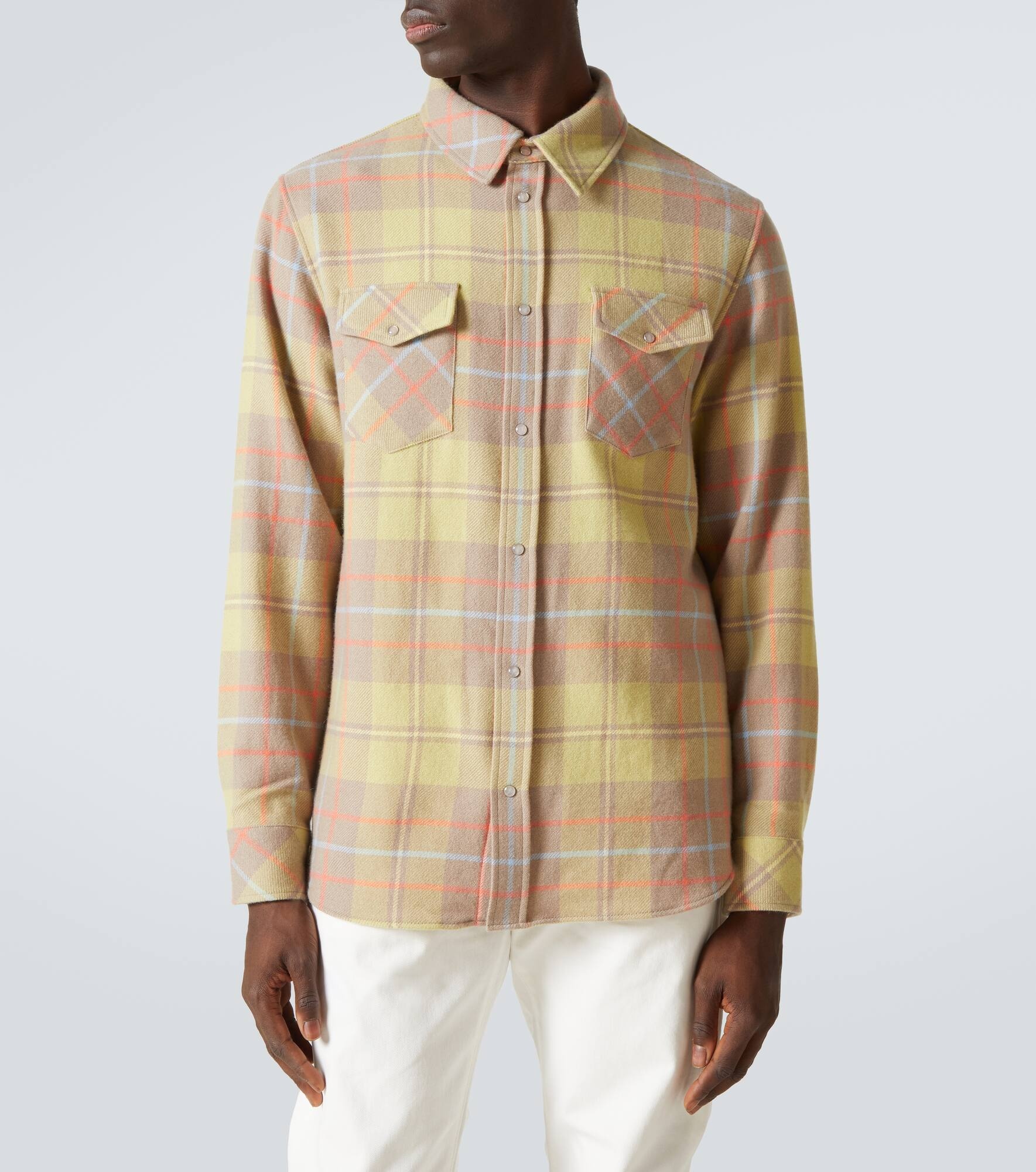 Earth plaid cashmere shirt - 3