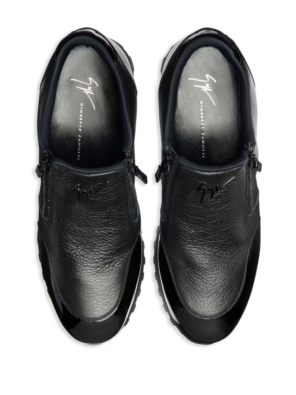 Idle Run grained leather zip-up loafers - 4
