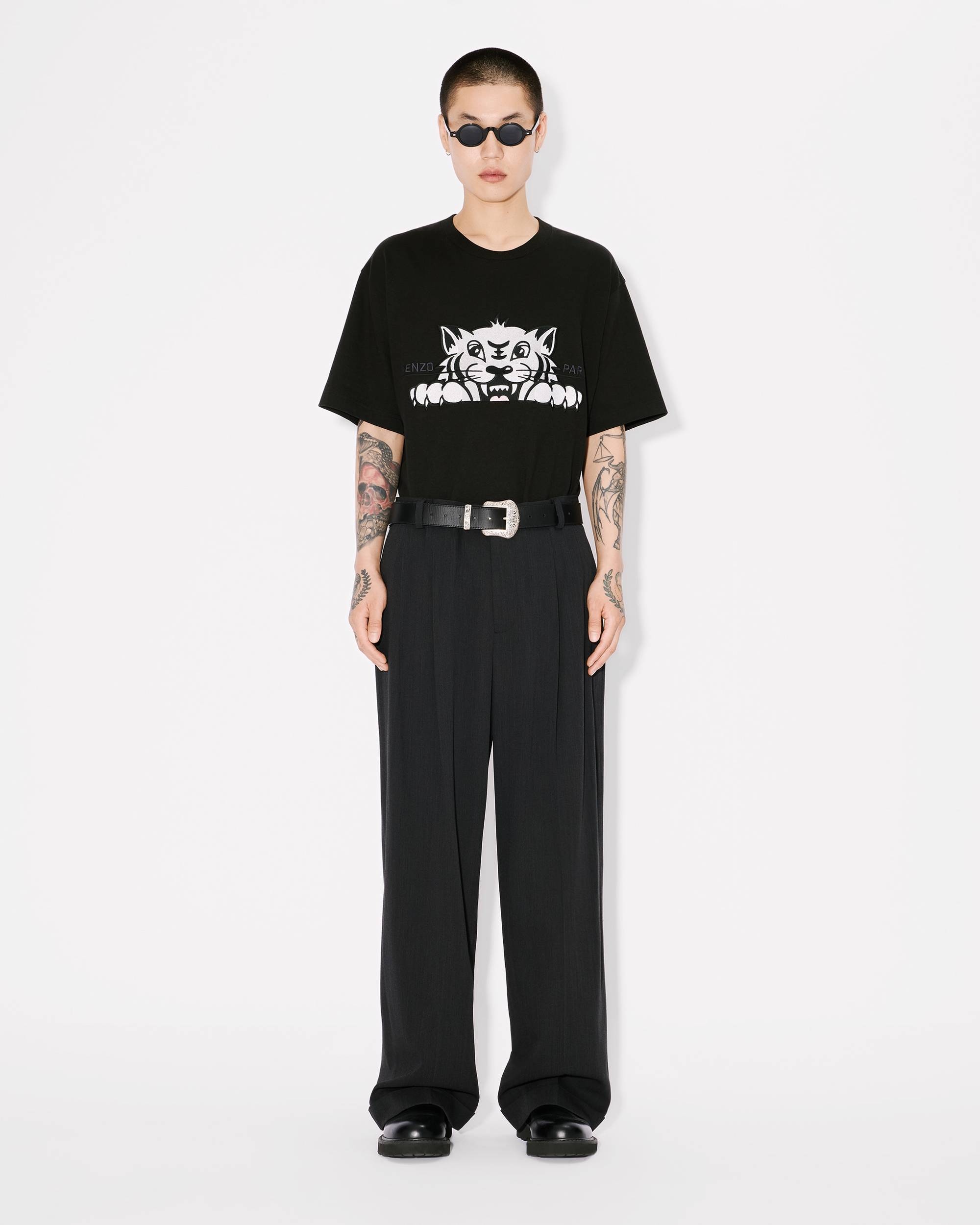 'KENZO Happy Tiger' embroidered oversized T-shirt in cotton - 5