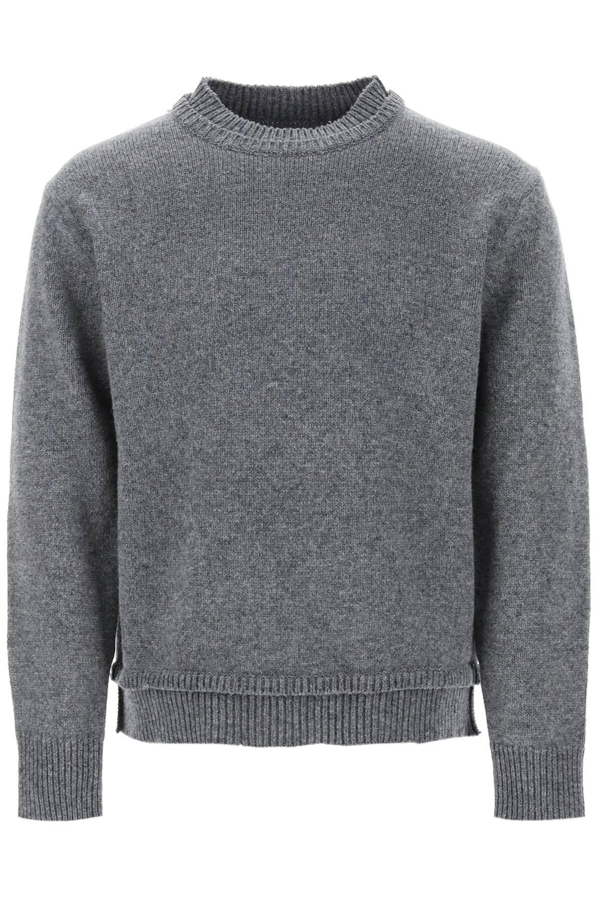 CREW NECK SWEATER WITH ELBOW PATCHES - 1