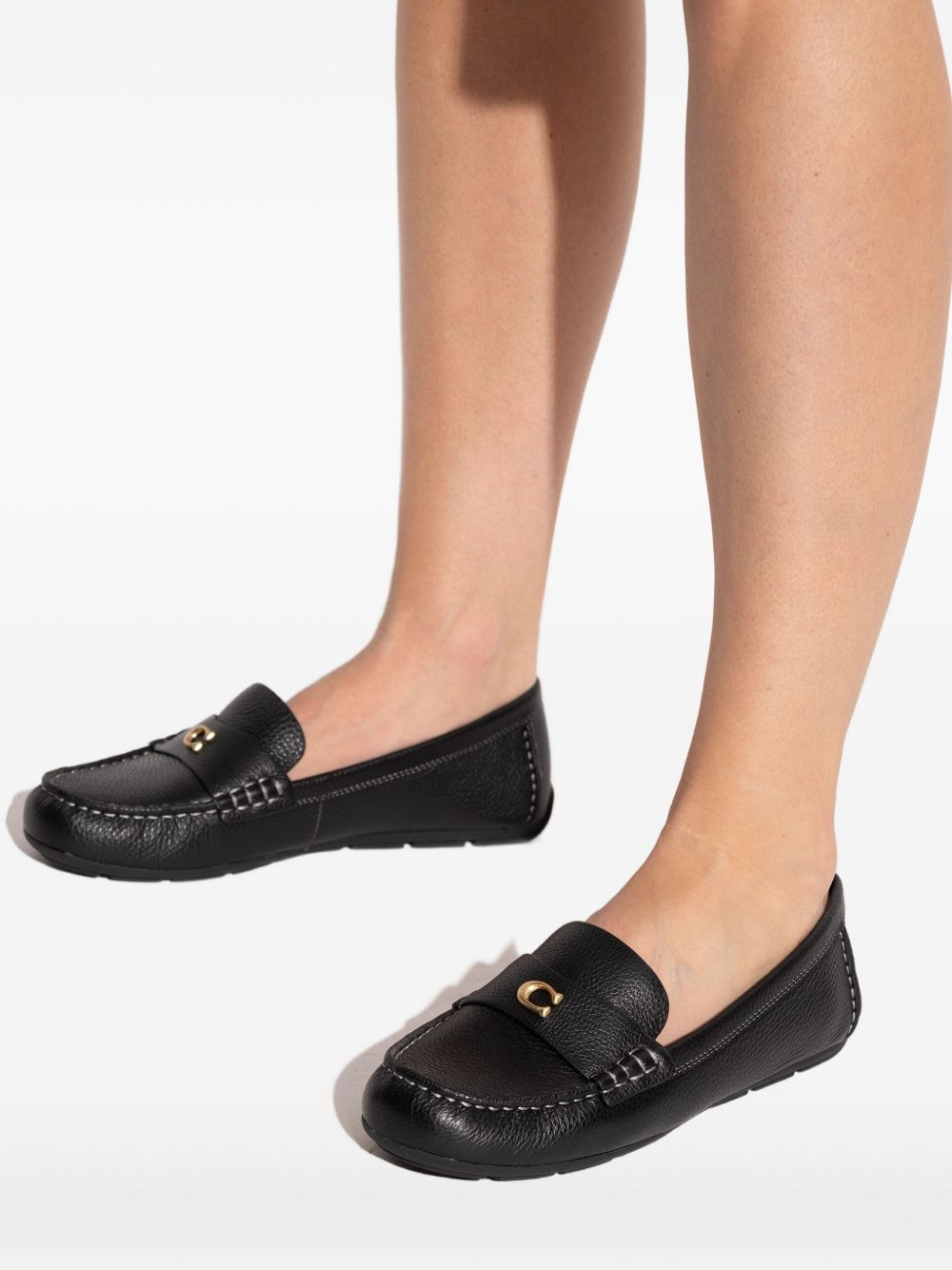 logo-detail leather loafers - 5