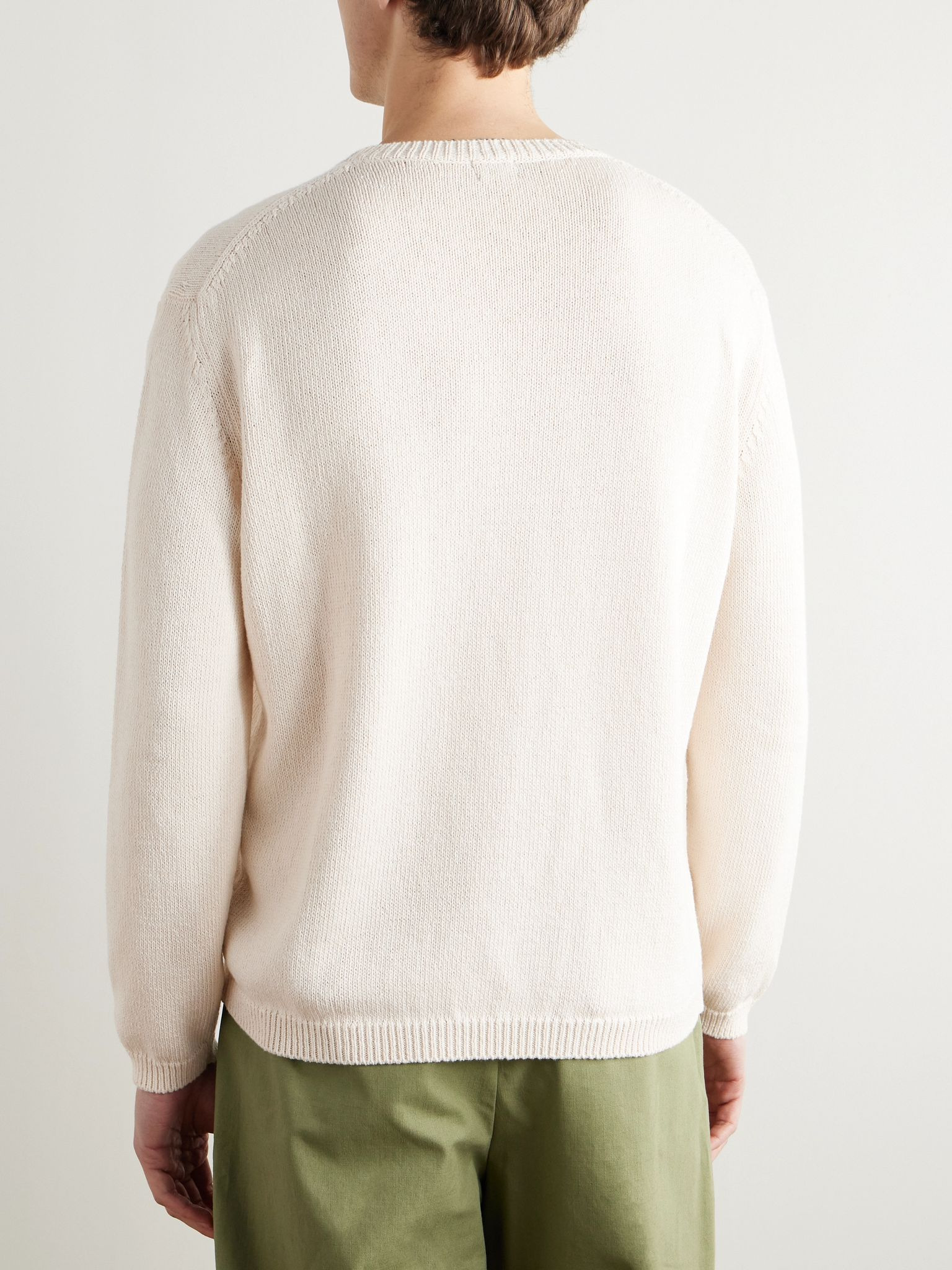 Leo Cotton and Silk-Blend Sweater Neutral - 3