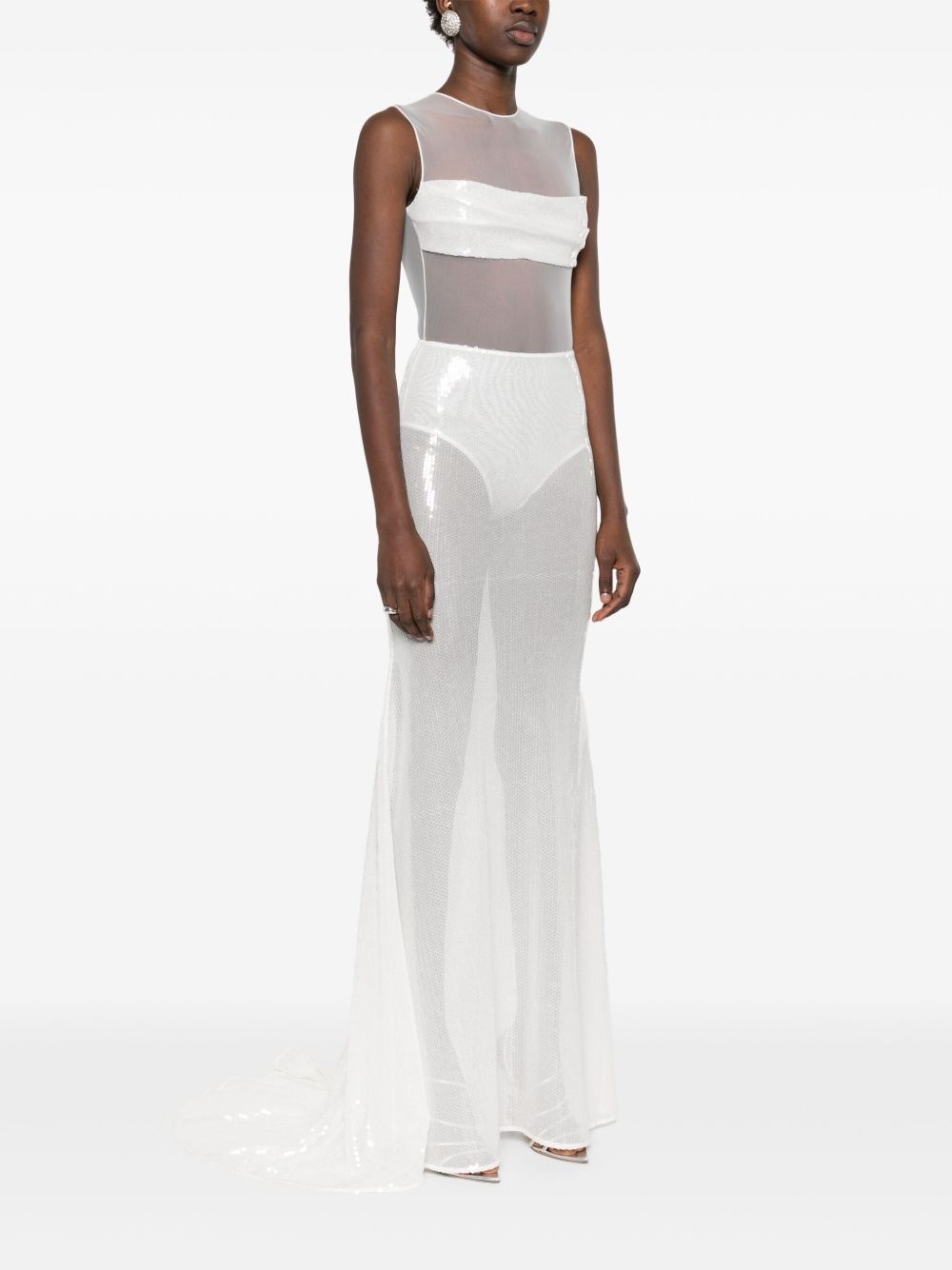 sequinned mesh gown - 3