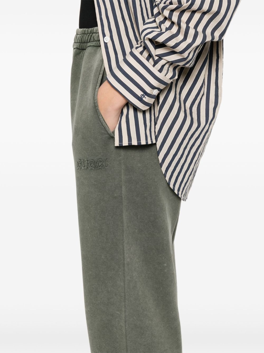 logo-embroidered cotton track pants - 5
