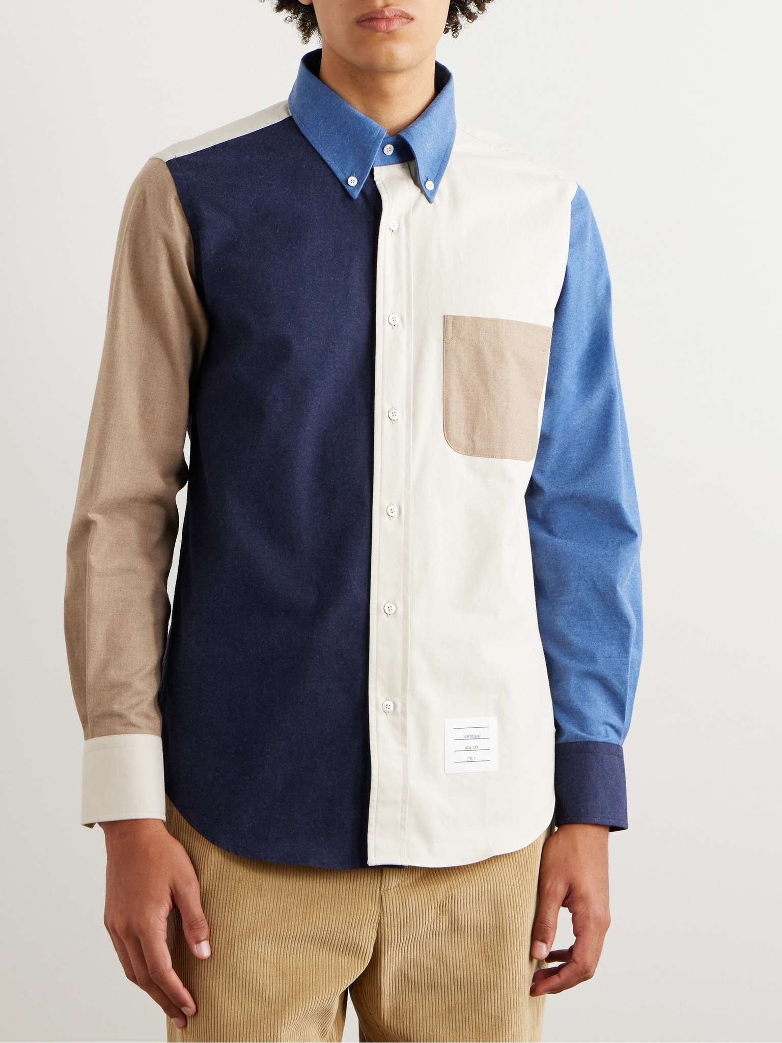 Button-Down Collar Colour-Block Cotton-Flannel Shirt - 3