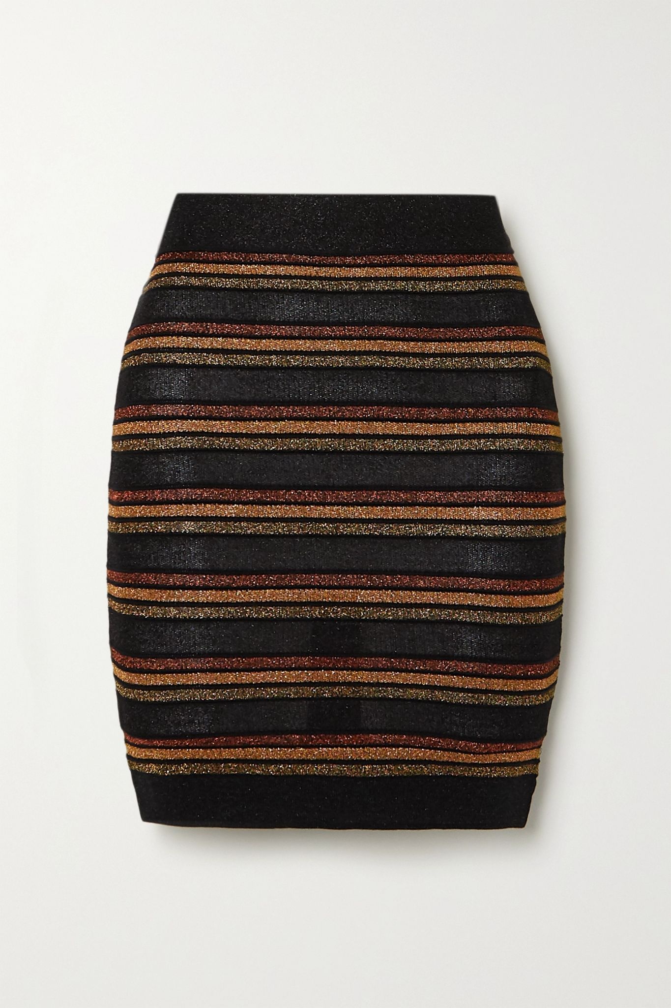 Striped wool and metallic knitted mini skirt - 1