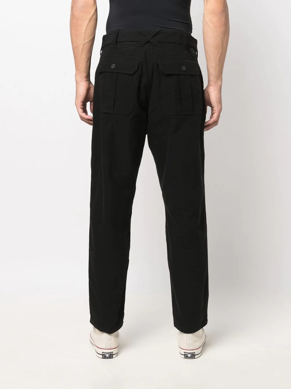 belted tapered-leg trousers - 4