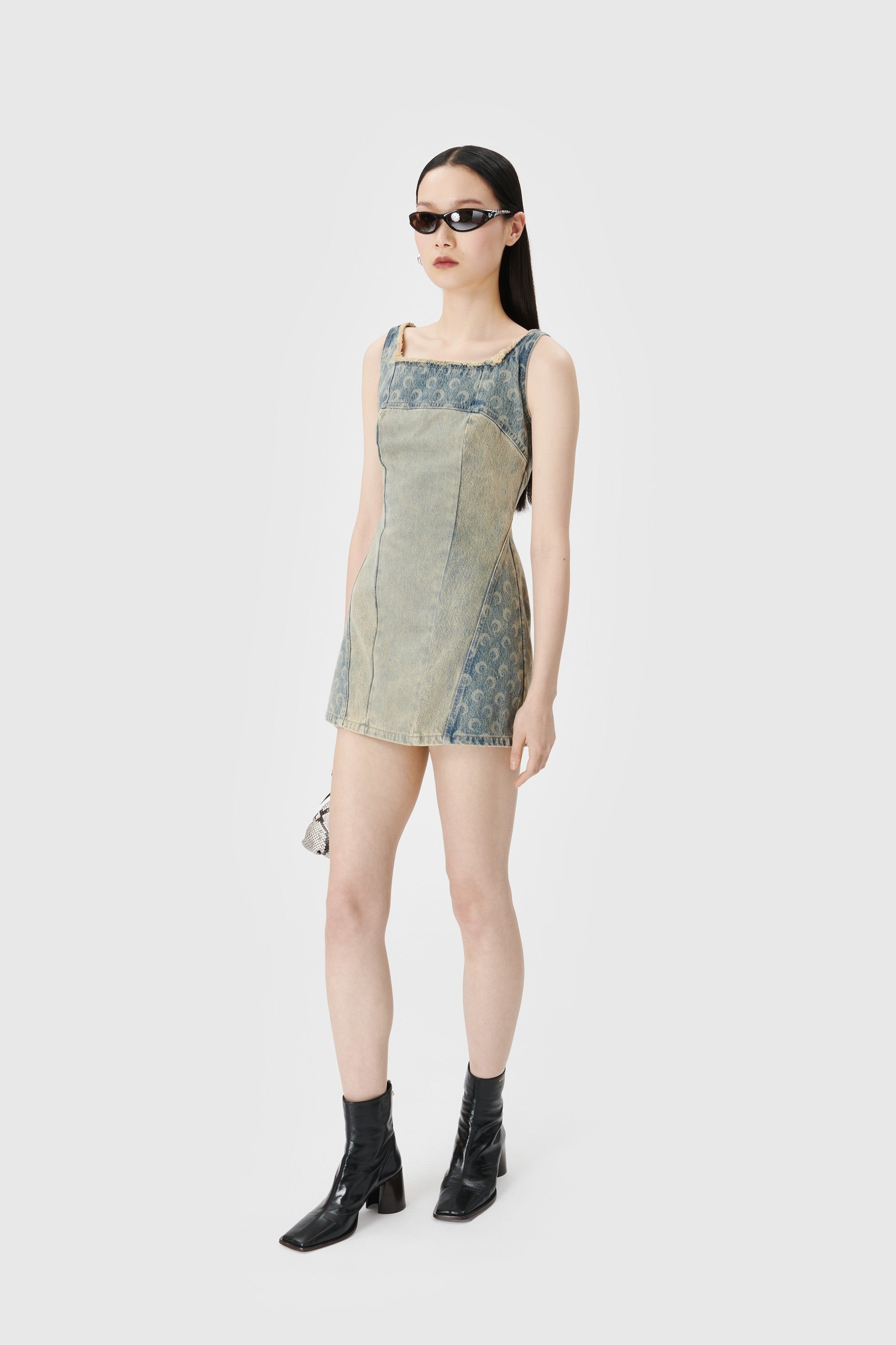 Regenerated Denim Mini Dress - 5