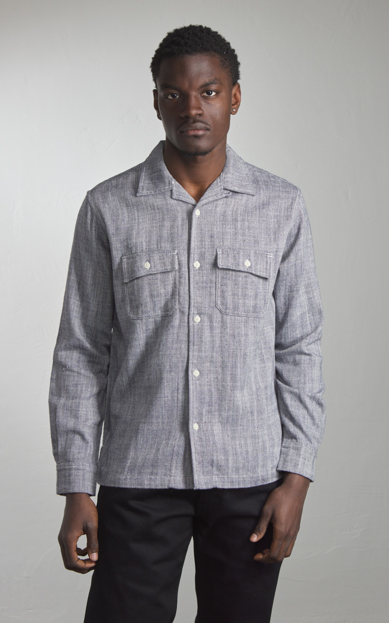 CAMP SHIRT HBT COTTON/LINEN BLACK - 2