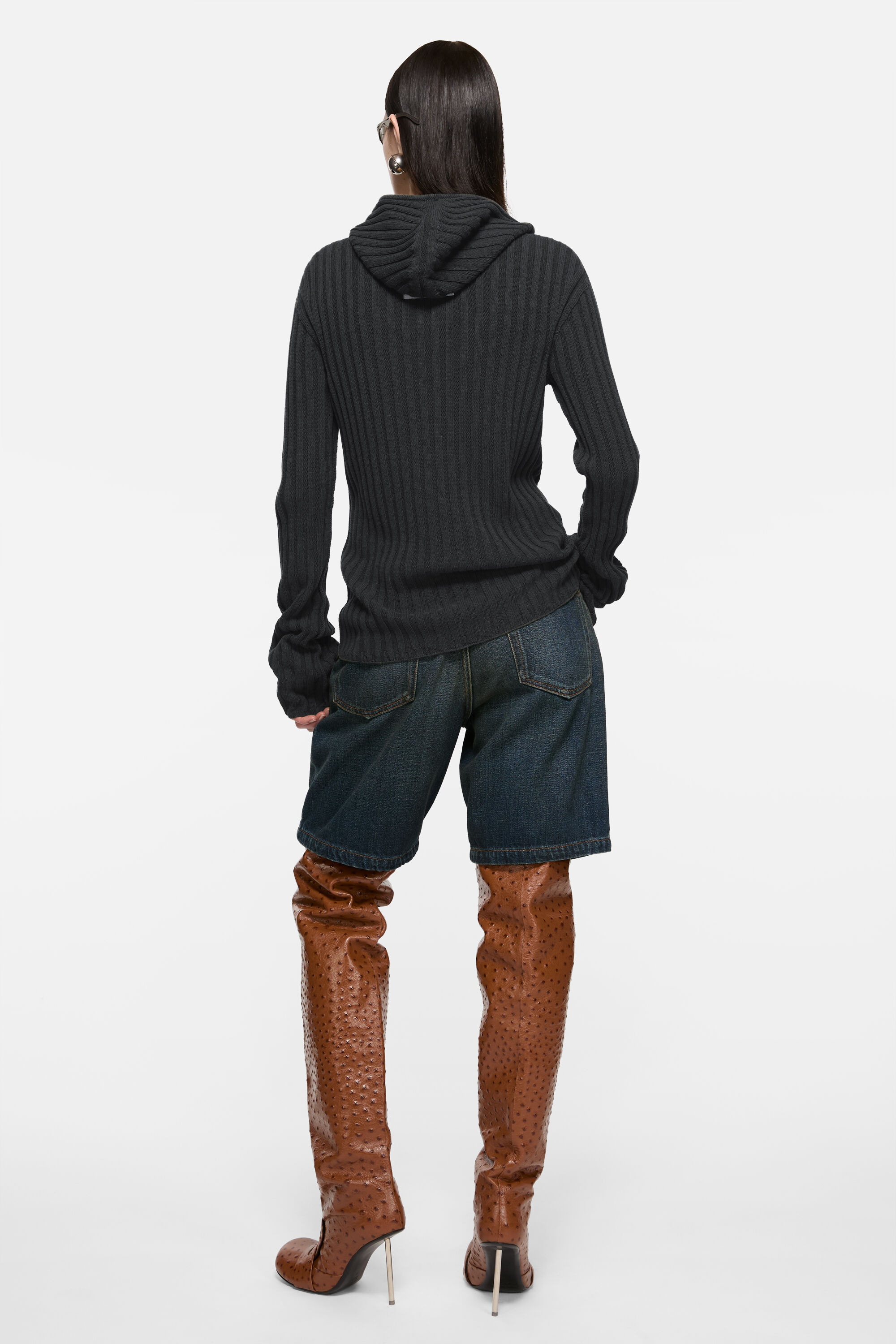 Zip-up hooded cardigan - Dark Grey Melange - 3