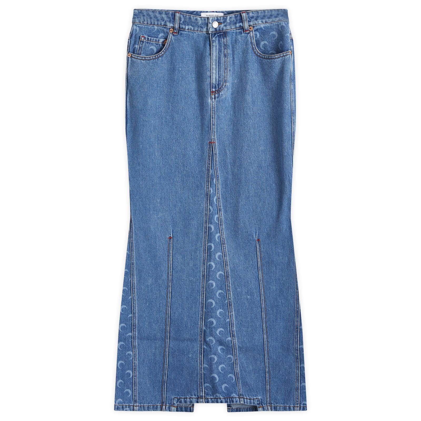Marine Serre Marine Serre Moon Laser Denim Long Skirt
