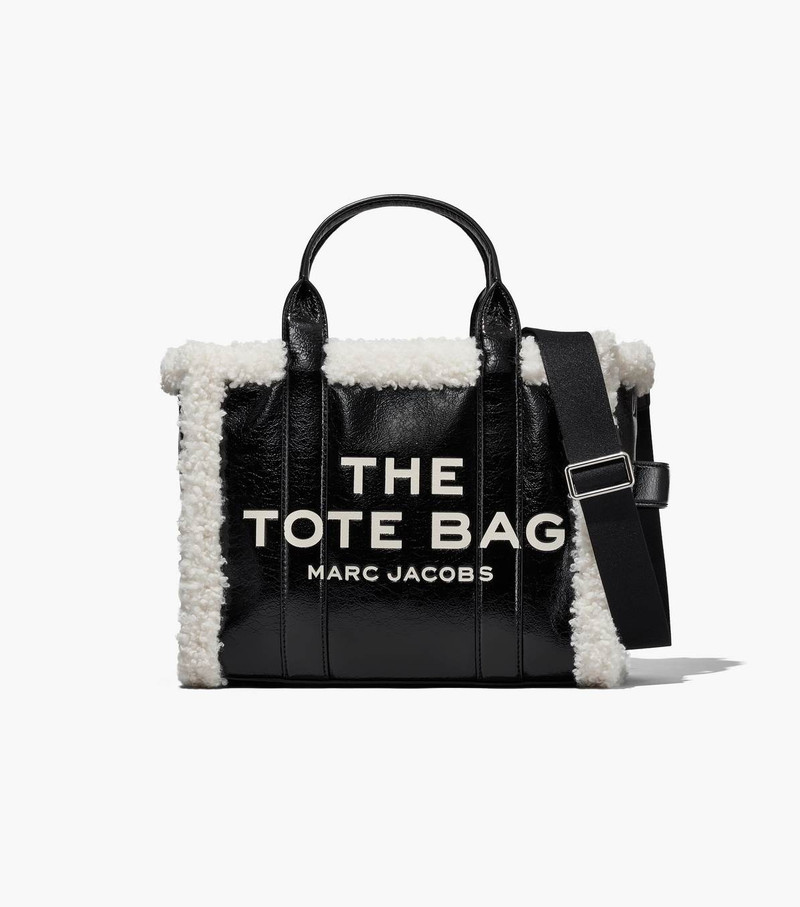 주름 shearling 작은 tote - 1