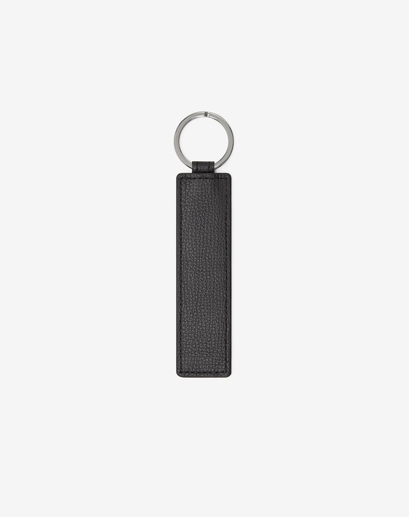 Black textured leather keyring 3