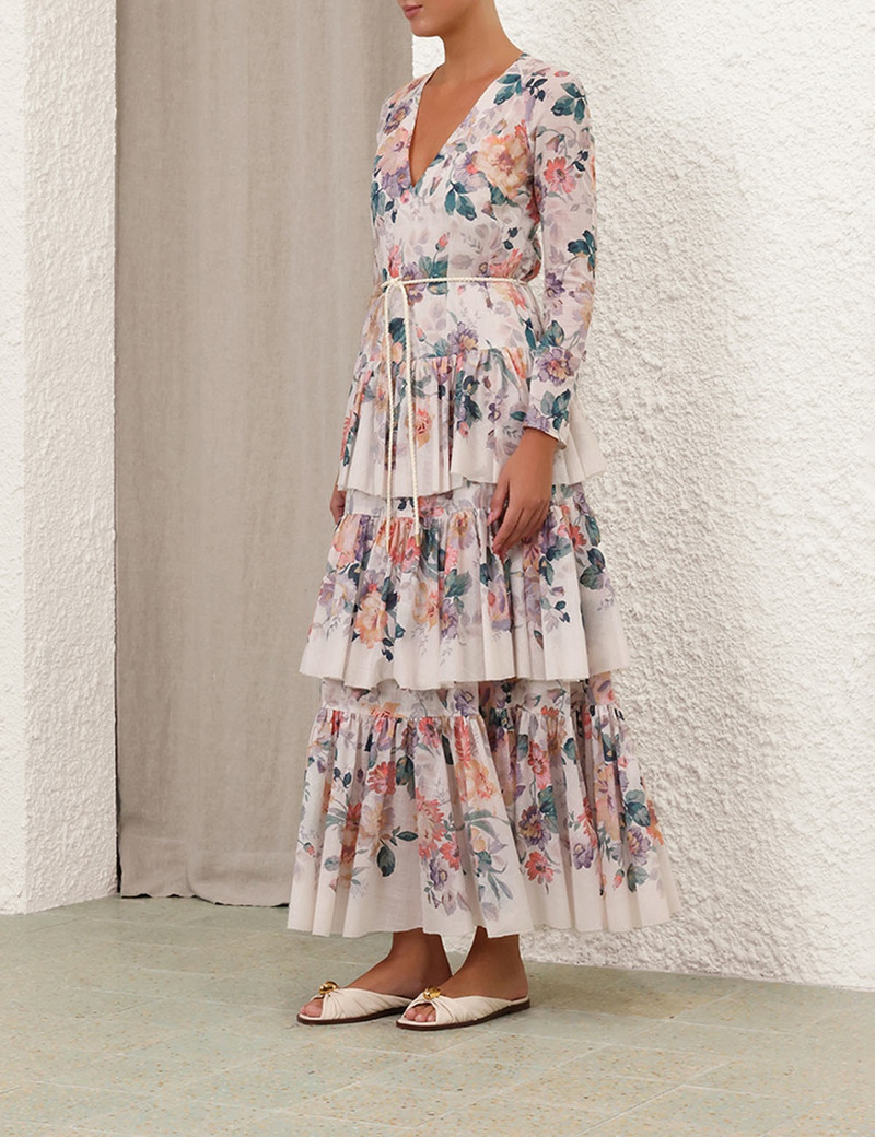 Zimmermann ACACIA TIERED MAXI DRESS - 2450DRS252CMFL | REVERSIBLE