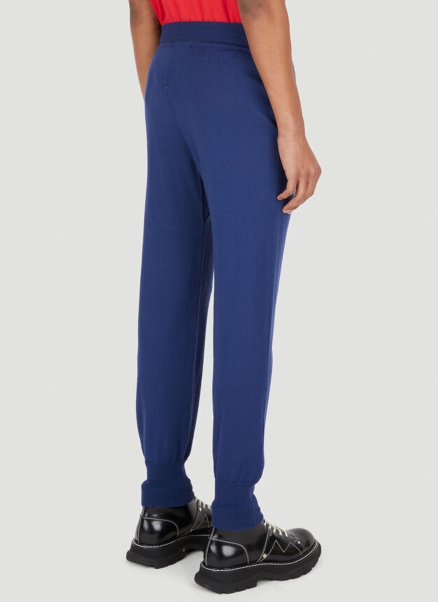 Logo Patch Knitted Track Pants in Blue - 4