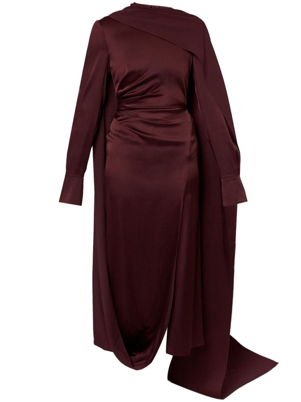 draped-detailed satin maxi dress - 1