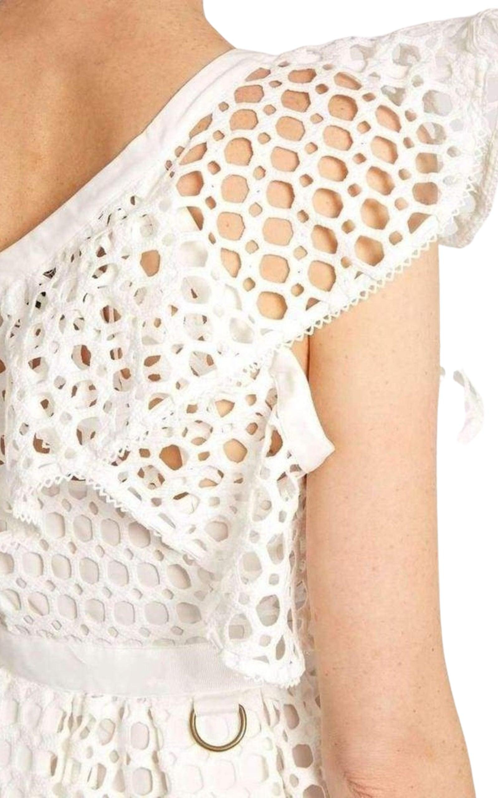 One Shoulder Guipure-lace Midi Dress - 4