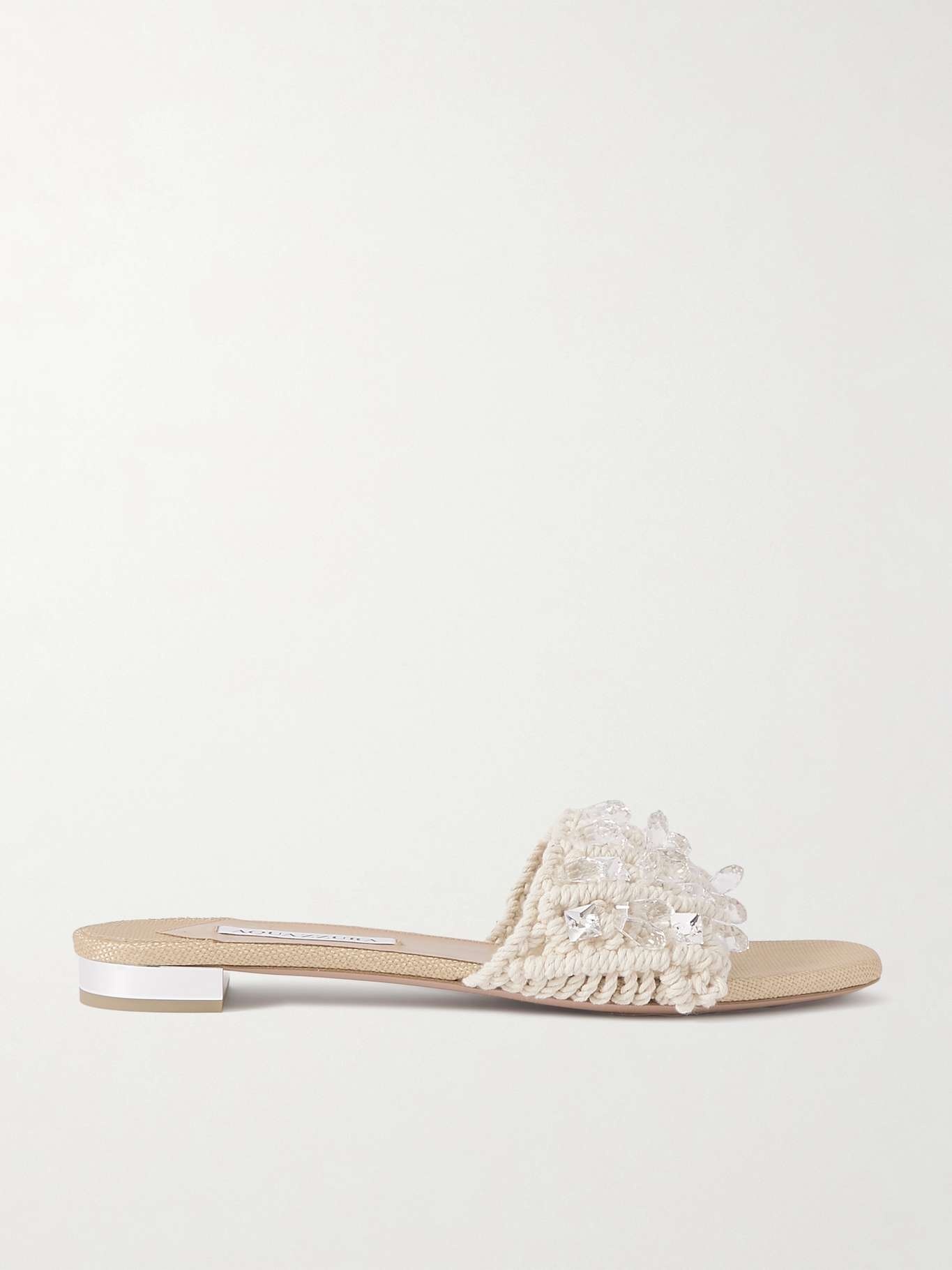 Crystal Cote embellished crocheted cotton sandals - 1