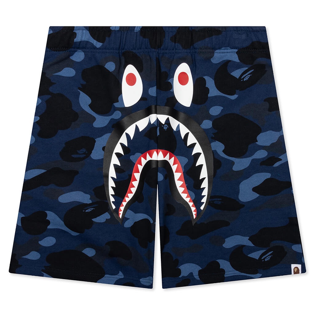 COLOR CAMO SHARK SWEAT SHORTS - NAVY - 1