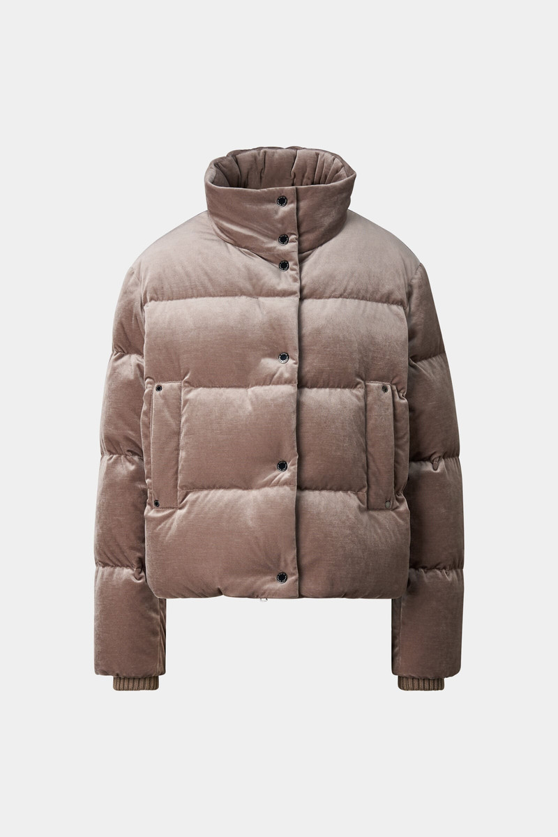Oliva Velvet Down Jacket in Dark brown 1