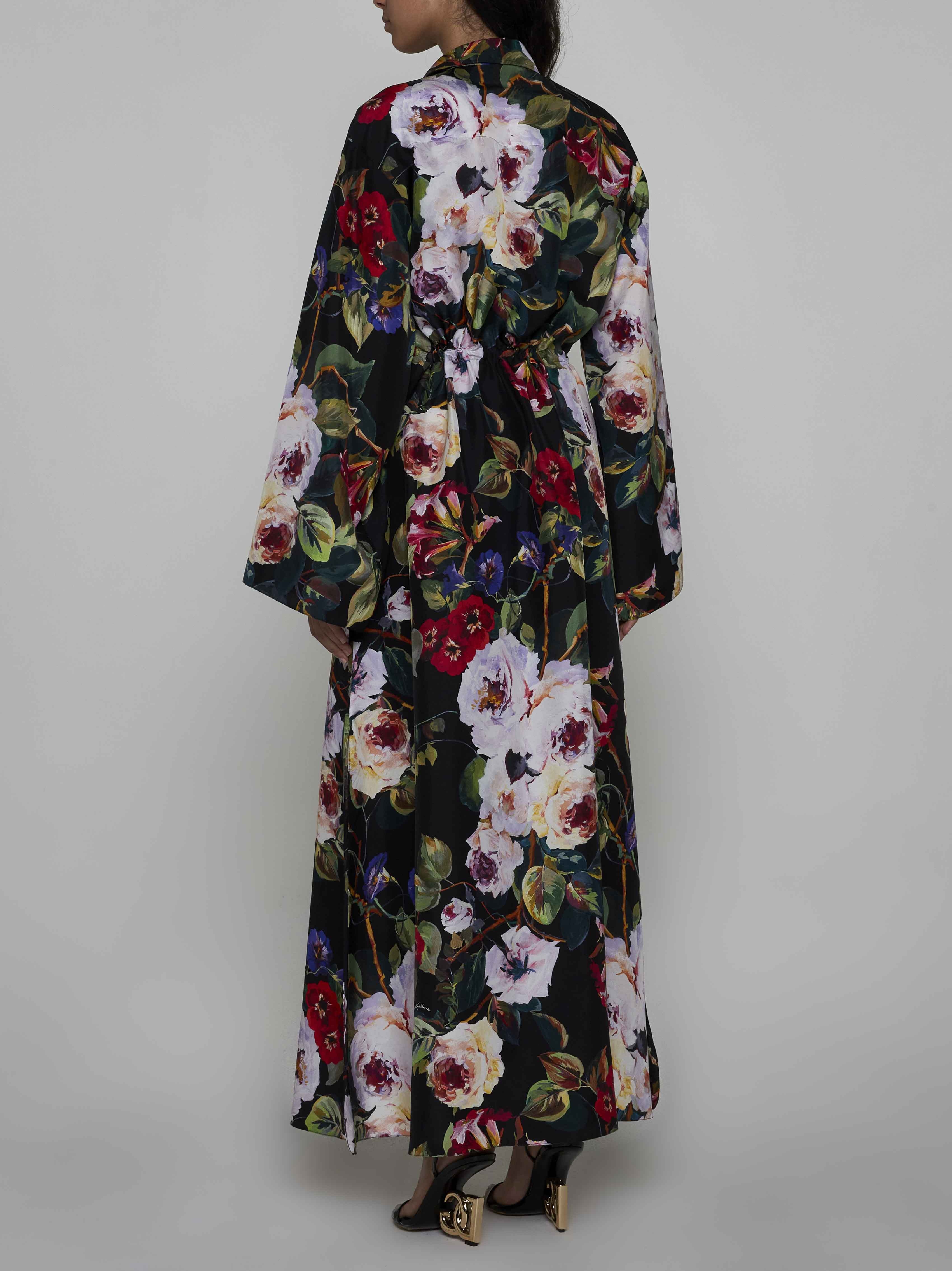 Floral print silk shirt dress - 3
