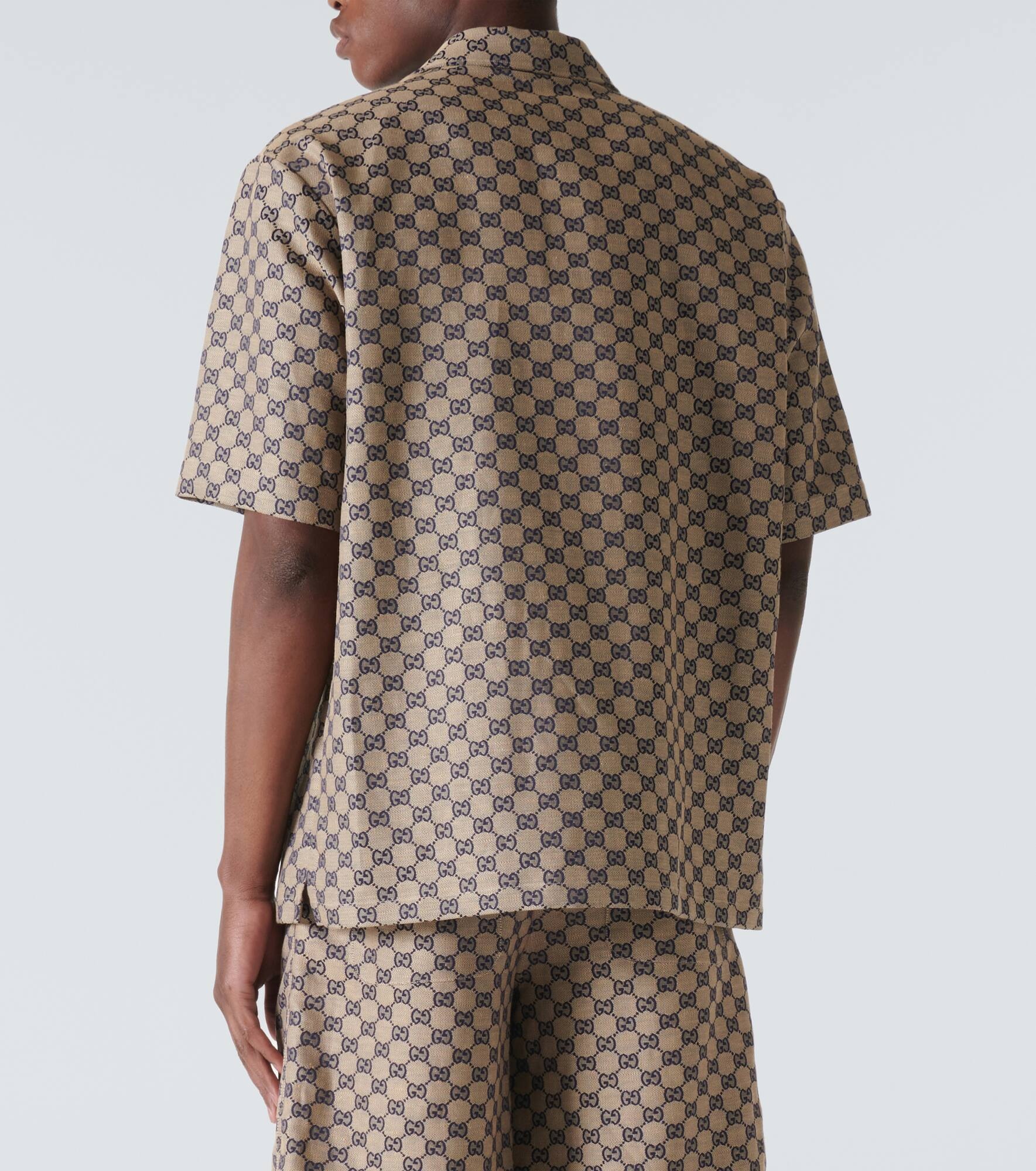 GG linen-blend canvas bowling shirt - 4