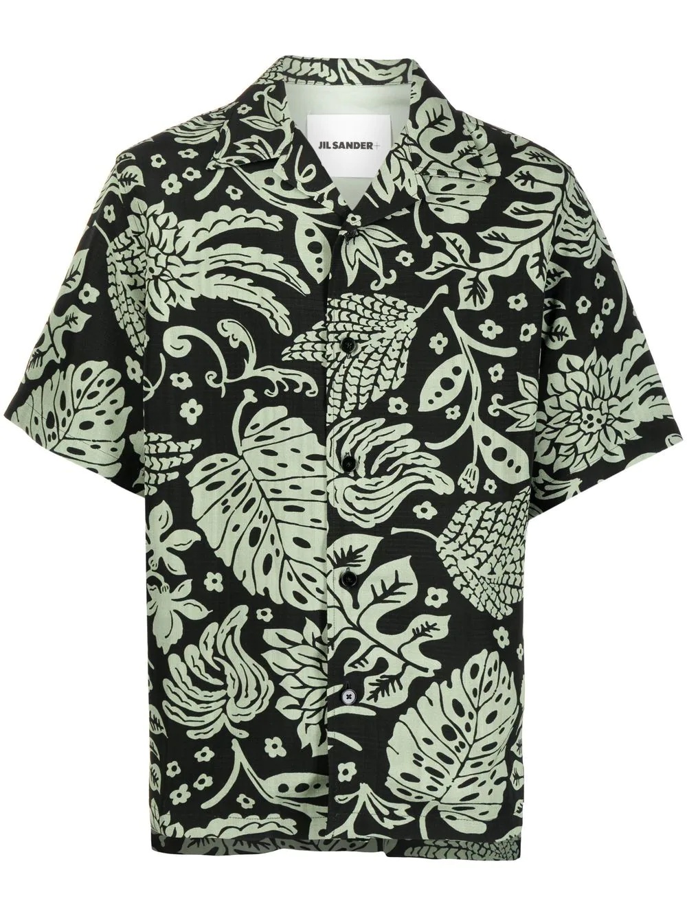 leaf-print short-sleeved shirt - 1