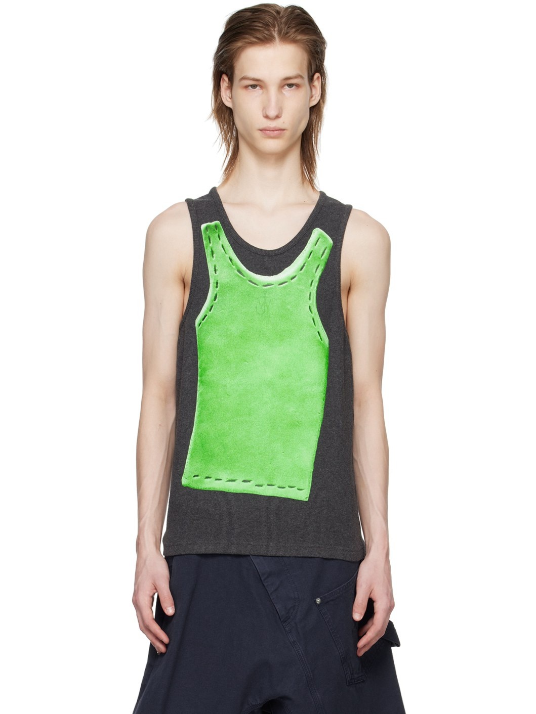Gray Trompe L'Oeil Tank Top - 1