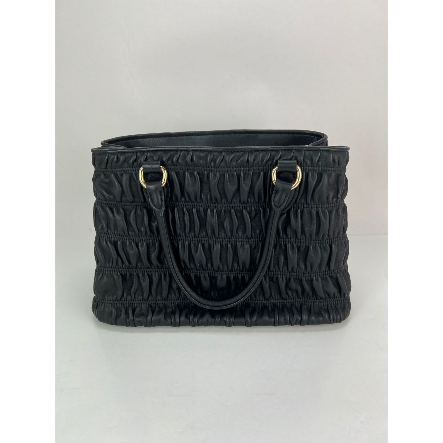 Prada Nappa Gaufre Black Leather Shoulder Crossbody Bag - 2