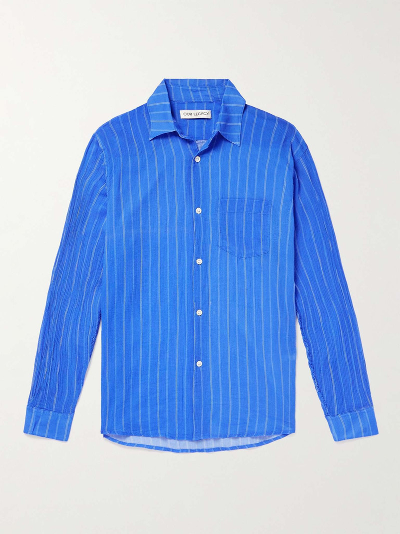 Initial Striped Silk-Crepon Shirt 1
