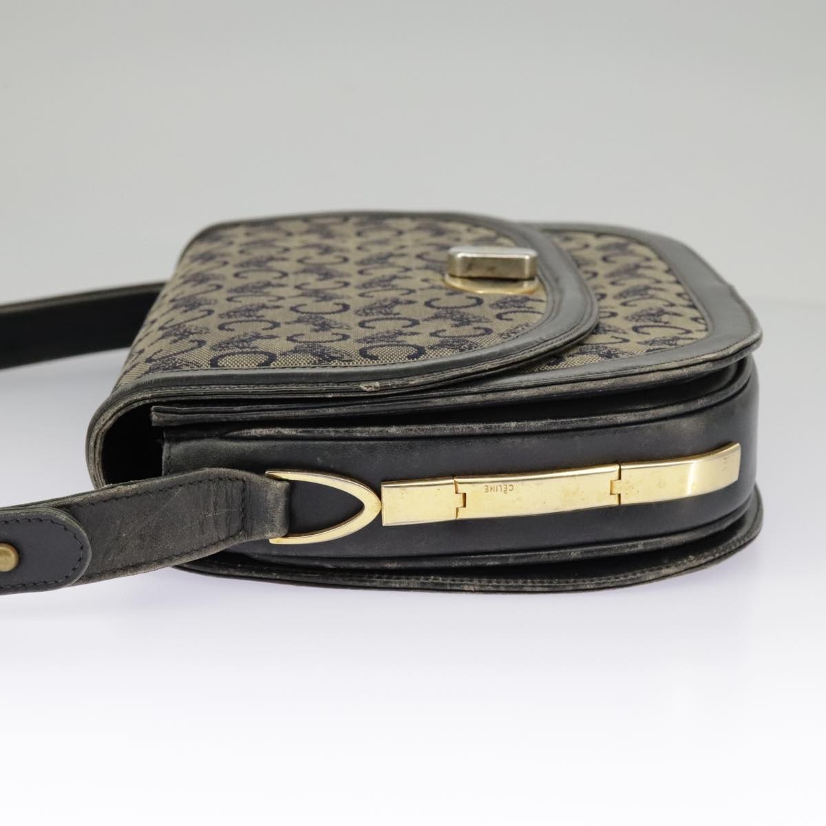 CELINE C Sulky Shoulder Bag Canvas Navy Beige - 4